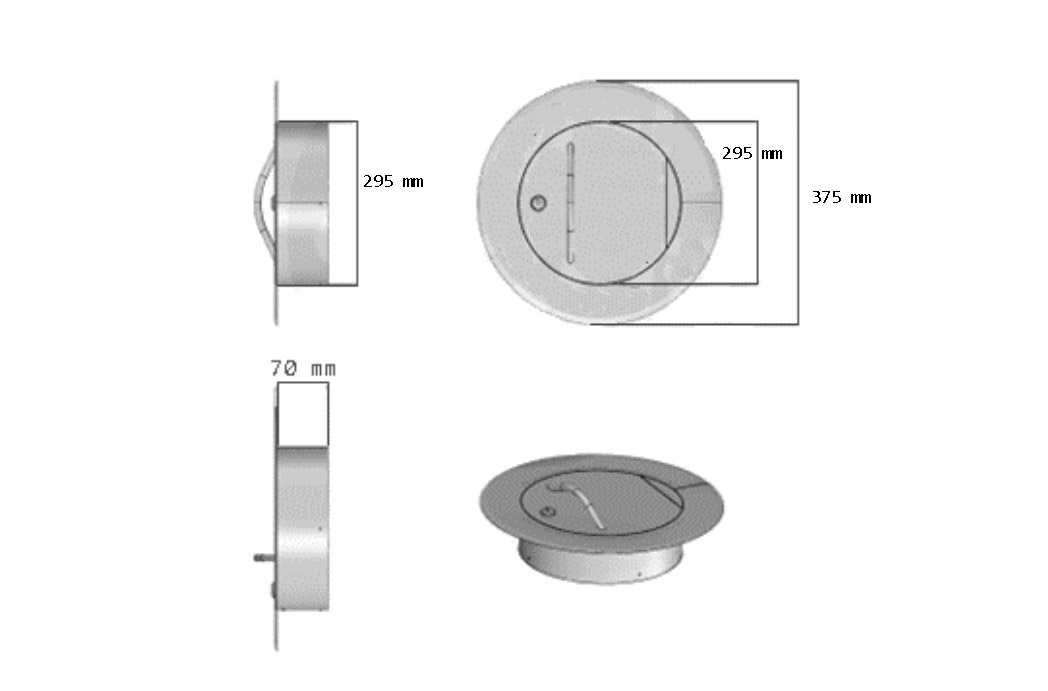 Einwurftür rund Ø 300 mm, Chromstahl gebürstet