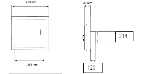 Einwurftür Ø 315 mm, Chromstahl gebürstet