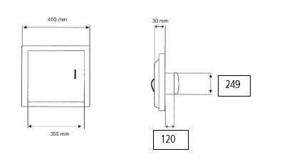 Einwurftür Ø 250 mm, Chromstahl gebürstet