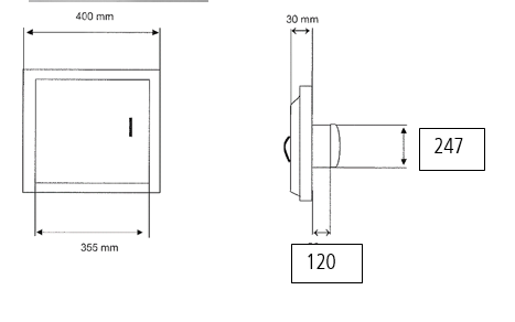 Einwurftür Ø 250 mm, Chromstahl gebürstet